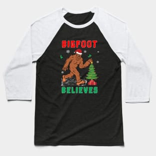 Bigfoot Believes Christmas Snowy Squatchy Beast. Baseball T-Shirt